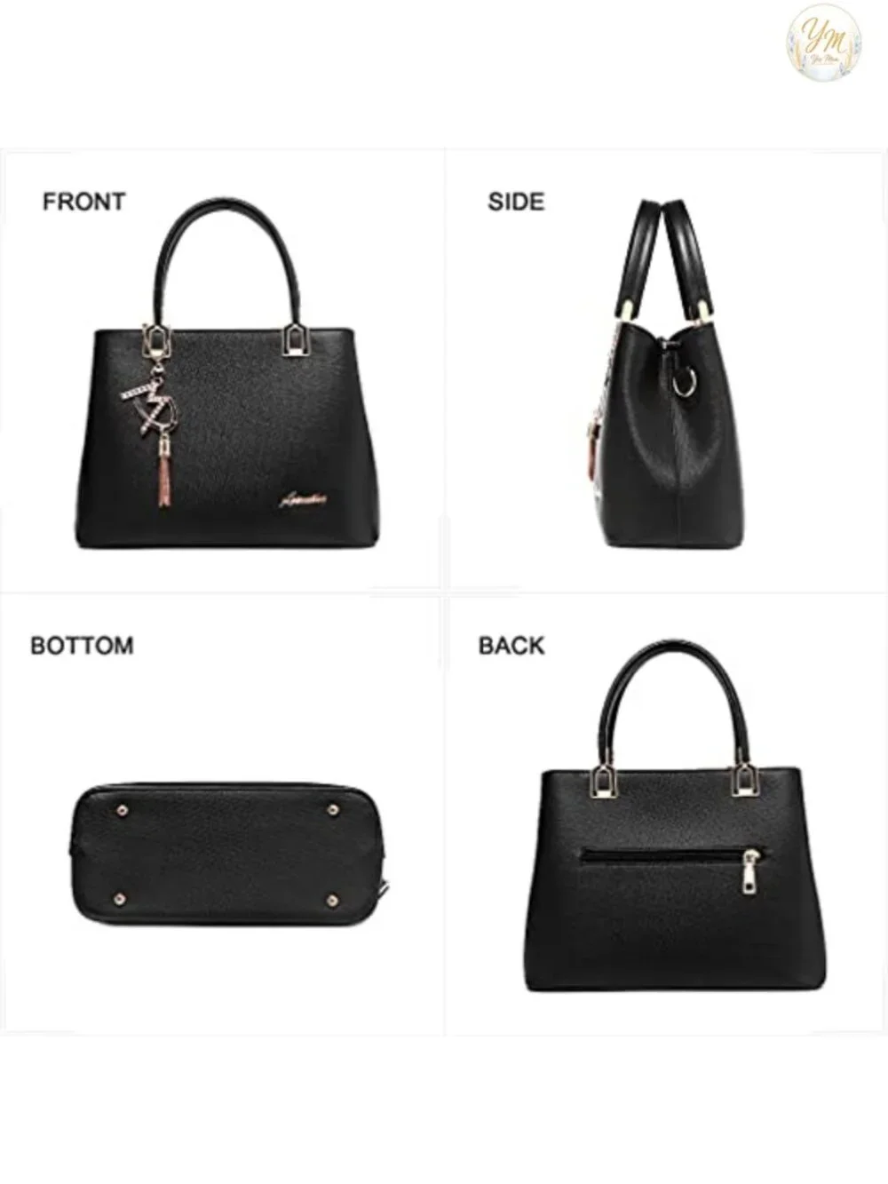 Faux Leather Satchel Tote Purse - 3-in-1 Shoulder & Crossbody Bag